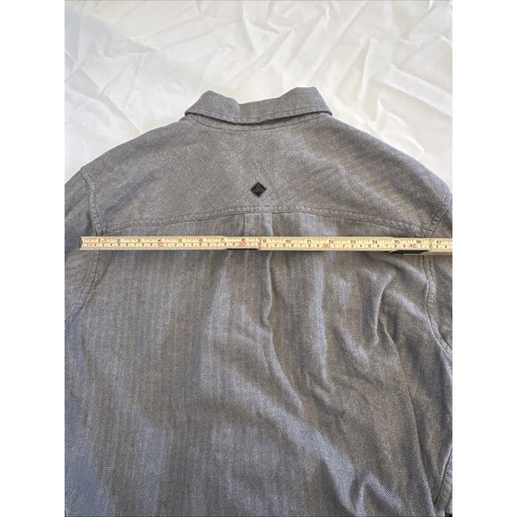 Prana Shirt Mens Large Gray Herringbone Long Sleeve Button Up Casual Nature - Picture 14 of 15